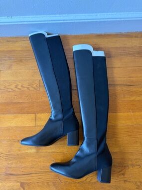 Stuart Weitzman Black Knee-High Block Heel Boots